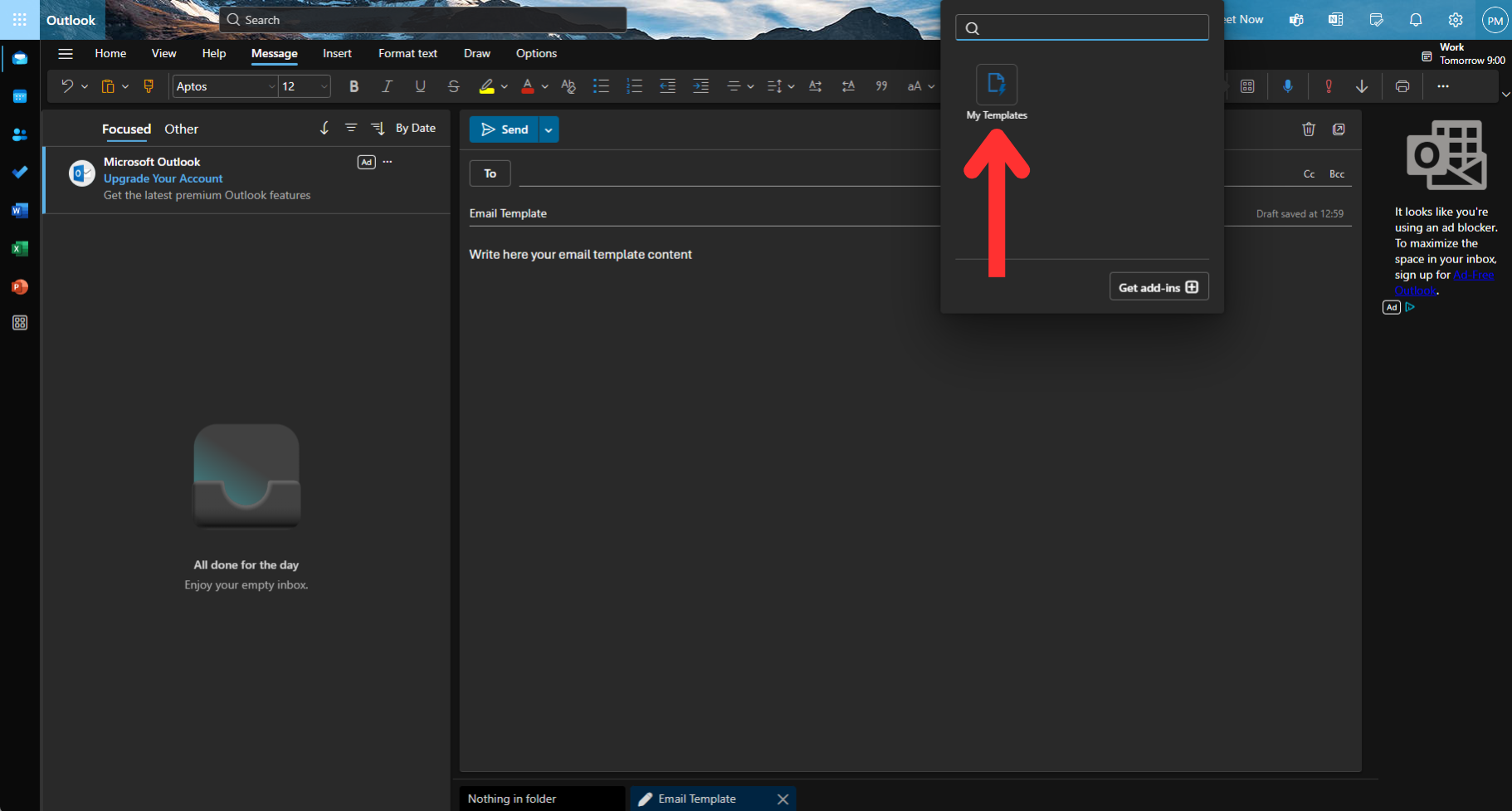 Launch My Templates in Outlook