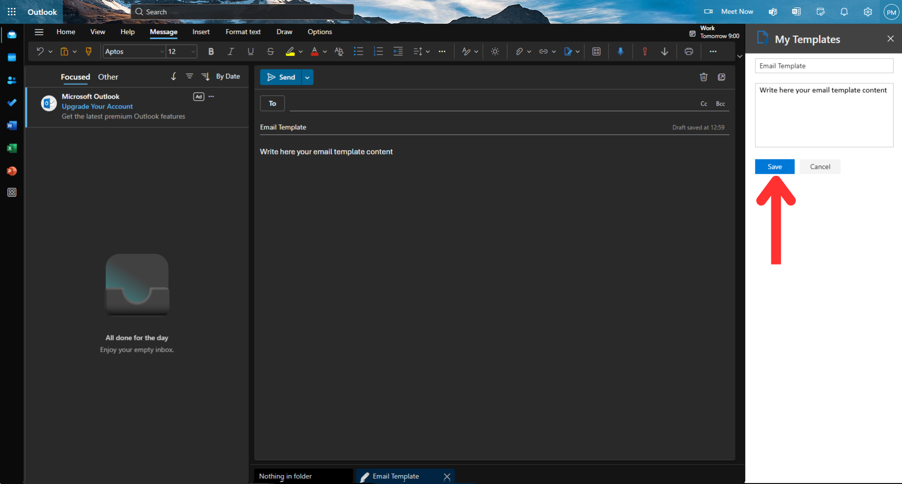 Add template name and content